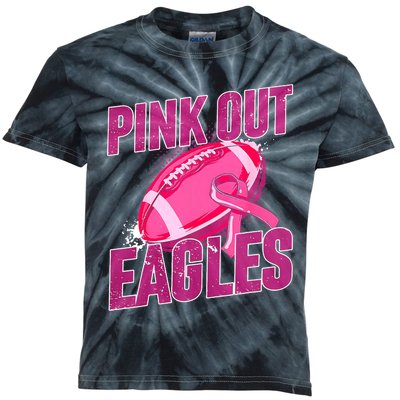 Eagles Pink Out Football Tackle Breast Cancer Kids Tie-Dye T-Shirt