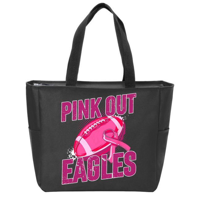 Eagles Pink Out Football Tackle Breast Cancer Zip Tote Bag
