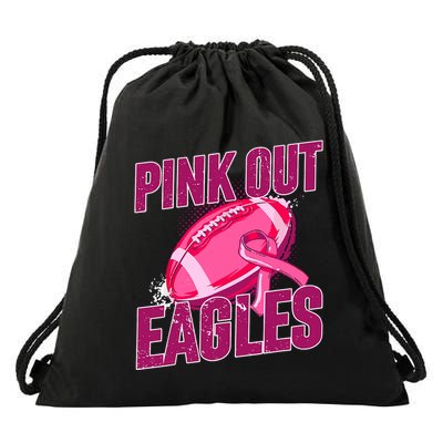 Eagles Pink Out Football Tackle Breast Cancer Drawstring Bag