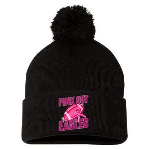 Eagles Pink Out Football Tackle Breast Cancer Pom Pom 12in Knit Beanie