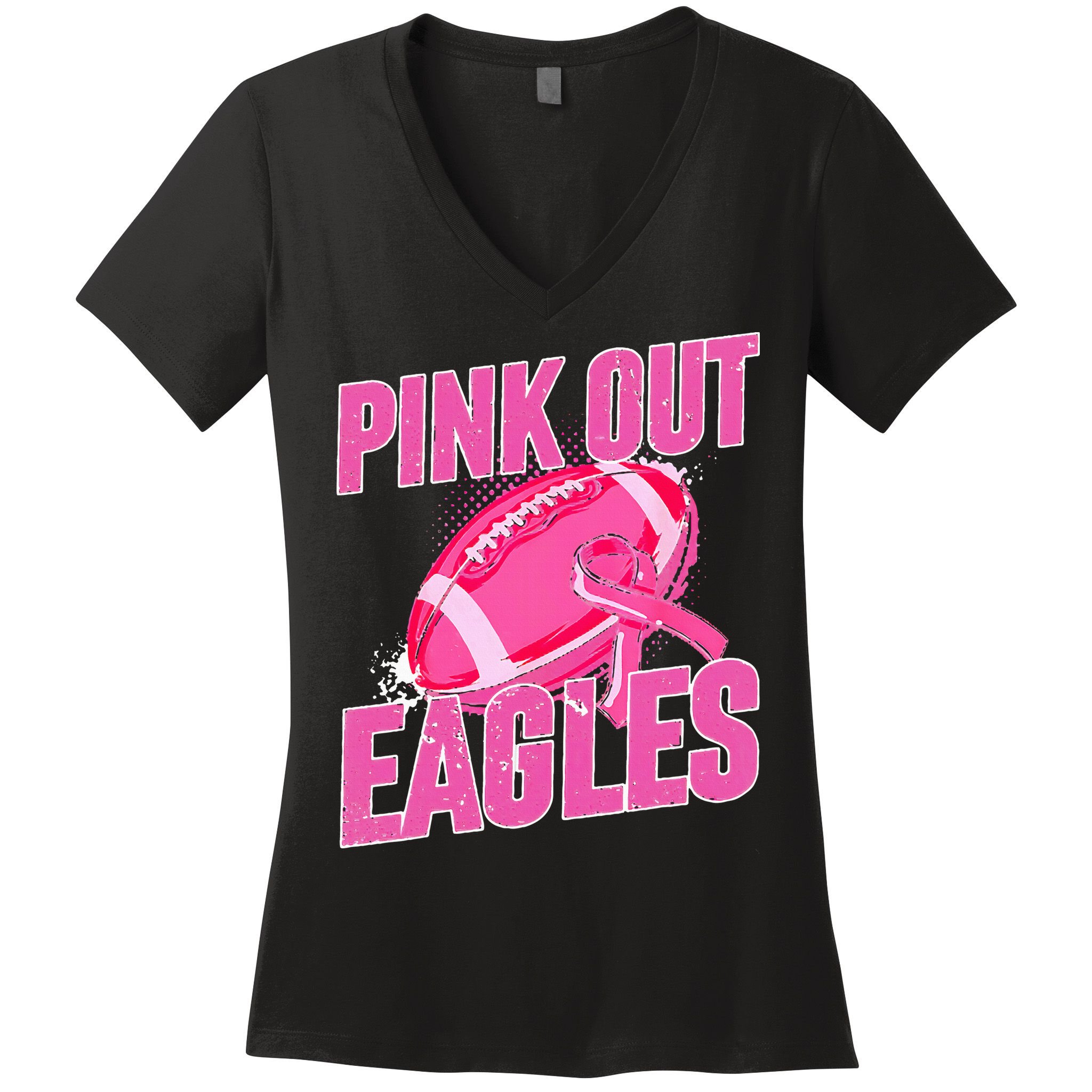 Eagles P.I.N.K Out Football Tackle Breast Cancer Women's V-Neck T-Shirt