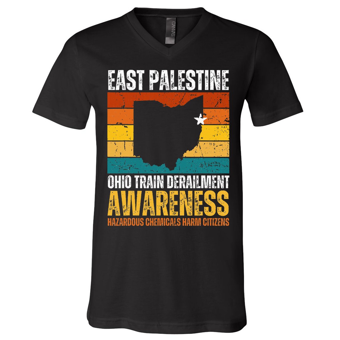 East Palestine Ohio Train Derailment Awareness V-Neck T-Shirt