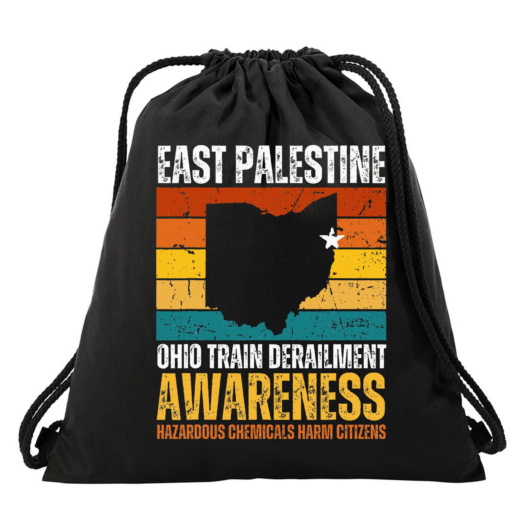 East Palestine Ohio Train Derailment Awareness Drawstring Bag