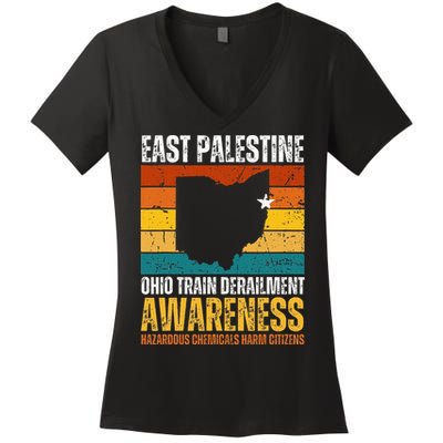East Palestine Ohio Train Derailment Awareness Women's V-Neck T-Shirt