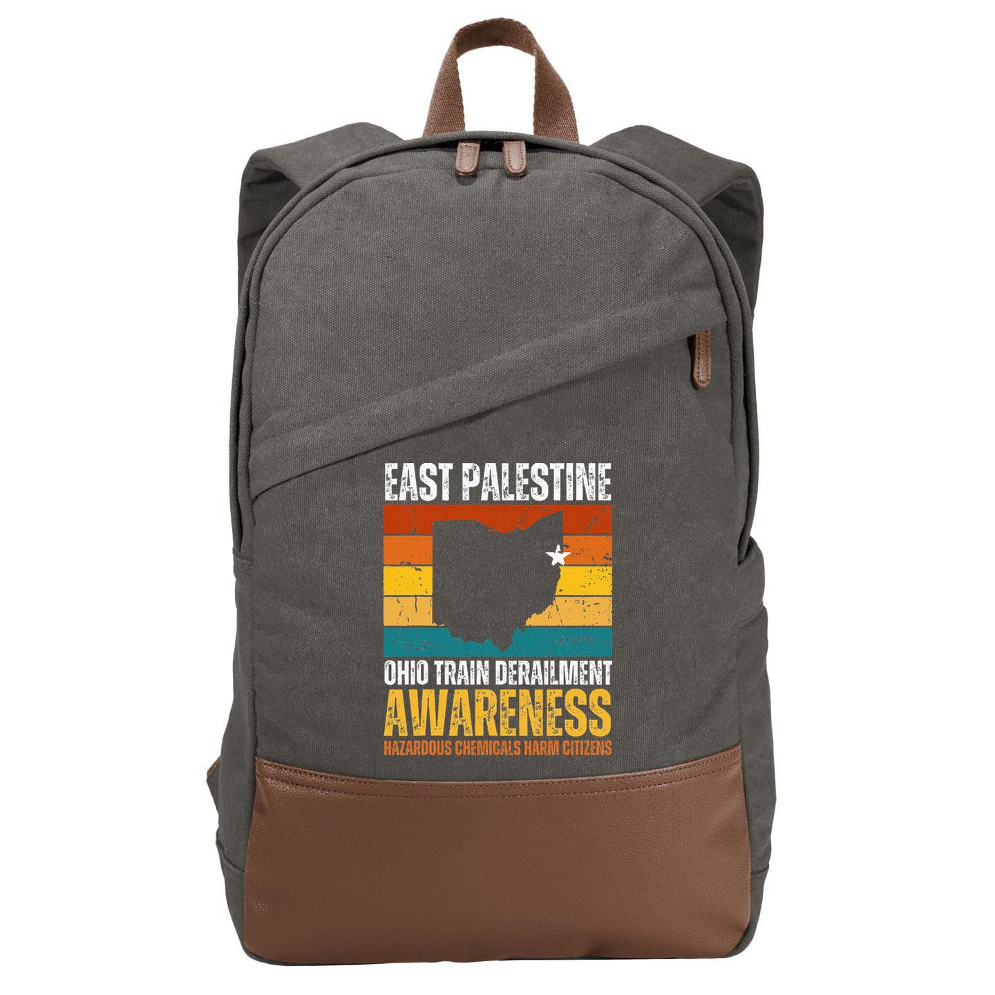 East Palestine Ohio Train Derailment Awareness Cotton Canvas Backpack
