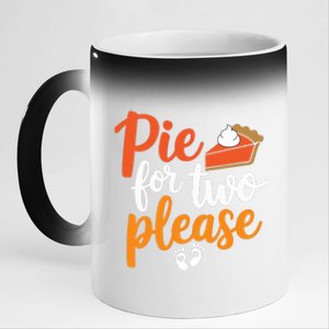 Eating Pumpkin Pie For Two Thanksgiving Pregnancy 11oz Black Color Changing Mug