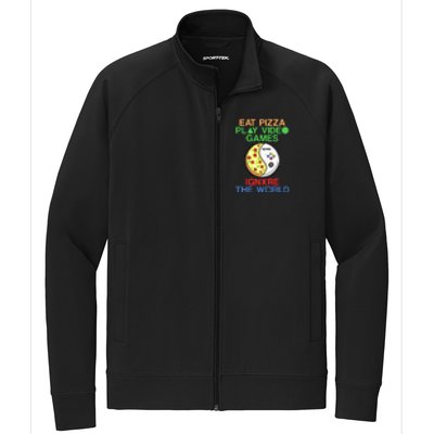 Eat Pizza. Play Video Games. Ignore The World Gaming Funny Gift Stretch Full-Zip Cadet Jacket