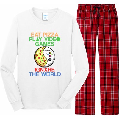 Eat Pizza. Play Video Games. Ignore The World Gaming Funny Gift Long Sleeve Pajama Set