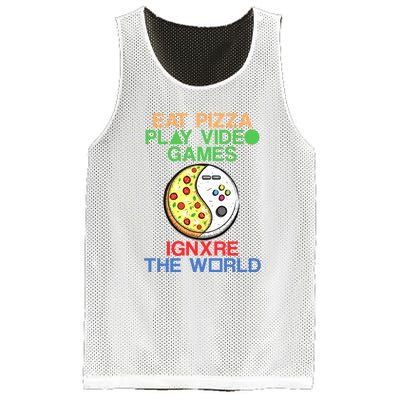 Eat Pizza. Play Video Games. Ignore The World Gaming Funny Gift Mesh Reversible Basketball Jersey Tank