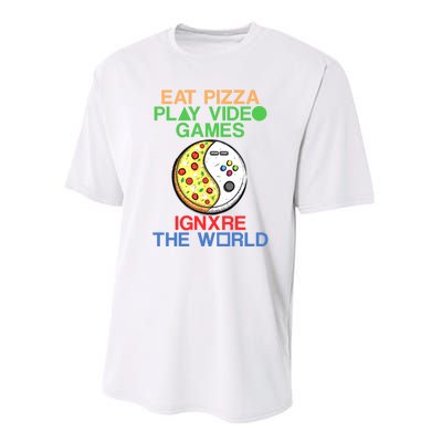 Eat Pizza. Play Video Games. Ignore The World Gaming Funny Gift Performance Sprint T-Shirt