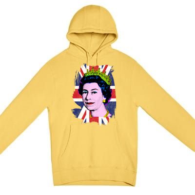 Elizabeth Portrait Pop Art Union Jack Flag Queen Of England Meaningful Gift Premium Pullover Hoodie