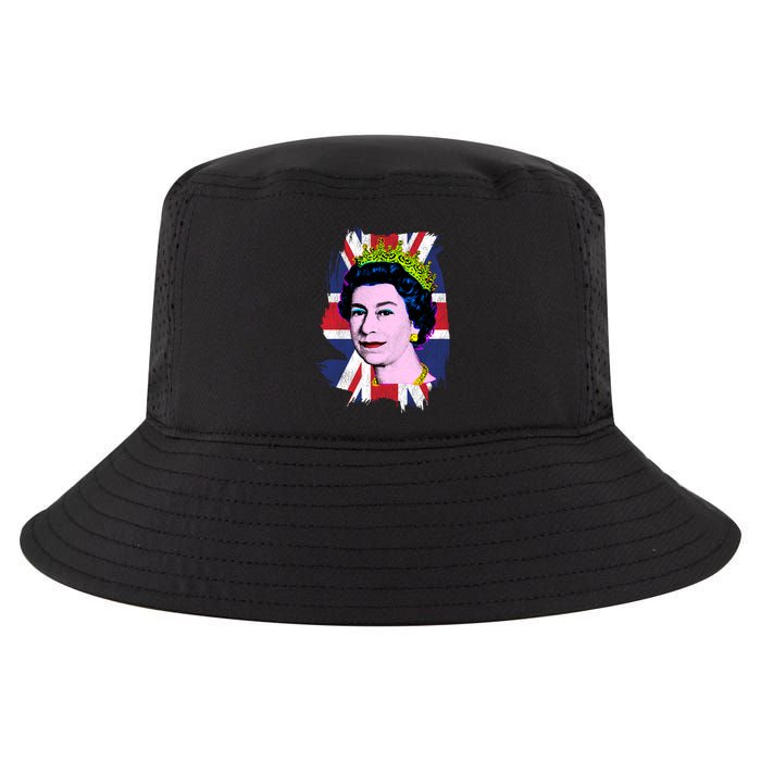 Elizabeth Portrait Pop Art Union Jack Flag Queen Of England Meaningful Gift Cool Comfort Performance Bucket Hat