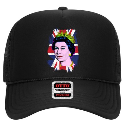 Elizabeth Portrait Pop Art Union Jack Flag Queen Of England Meaningful Gift Trucker Hat