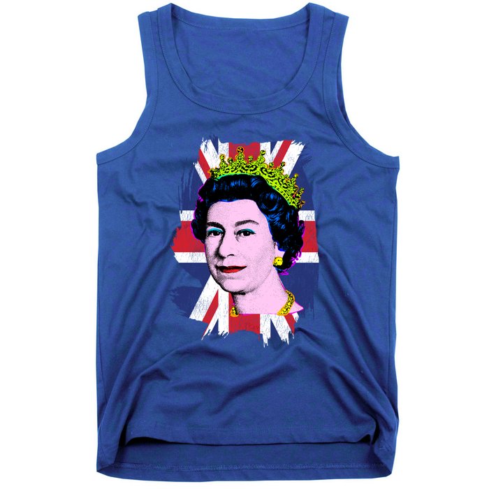 Elizabeth Portrait Pop Art Union Jack Flag Queen Of England Meaningful Gift Tank Top