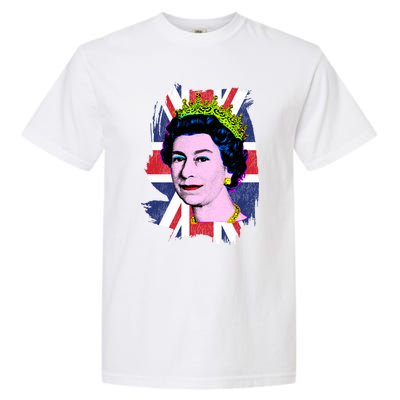 Elizabeth Portrait Pop Art Union Jack Flag Queen Of England Meaningful Gift Garment-Dyed Heavyweight T-Shirt