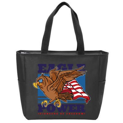 Eagle Power Pioneers Of Freedom American Flag Zip Tote Bag