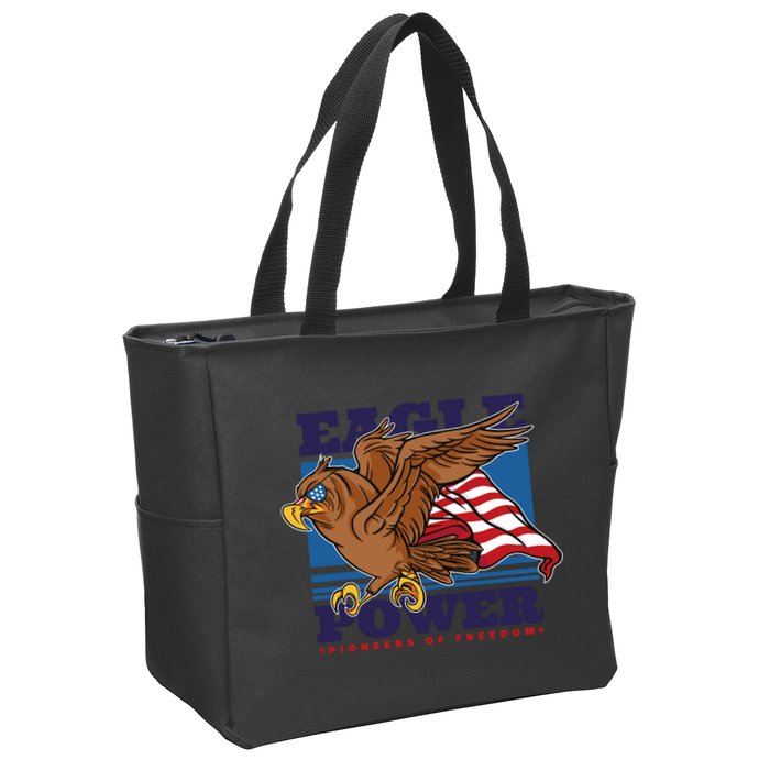 Eagle Power Pioneers Of Freedom American Flag Zip Tote Bag