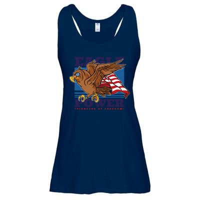 Eagle Power Pioneers Of Freedom American Flag Ladies Essential Flowy Tank