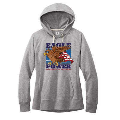 Eagle Power Pioneers Of Freedom American Flag Women's Fleece Hoodie