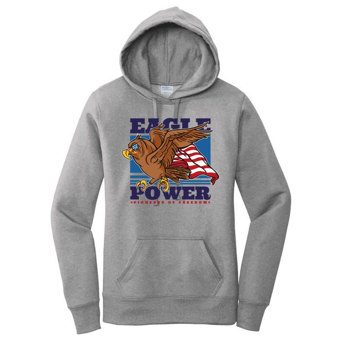 Eagle Power Pioneers Of Freedom American Flag Women's Pullover Hoodie