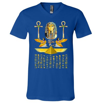 Egyptian Pyramids Pharaoh Tut King Tutankhamun V-Neck T-Shirt
