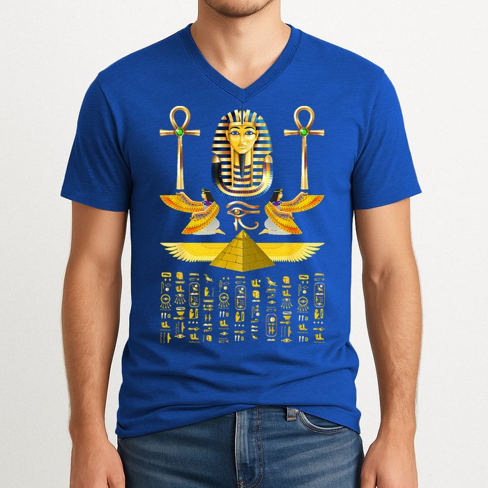 Egyptian Pyramids Pharaoh Tut King Tutankhamun V-Neck T-Shirt