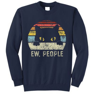 Ew People Retro Cat Funny Vintage Anti Social Introvert Tall Sweatshirt