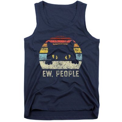 Ew People Retro Cat Funny Vintage Anti Social Introvert Tank Top