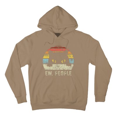 Ew People Retro Cat Funny Vintage Anti Social Introvert Hoodie