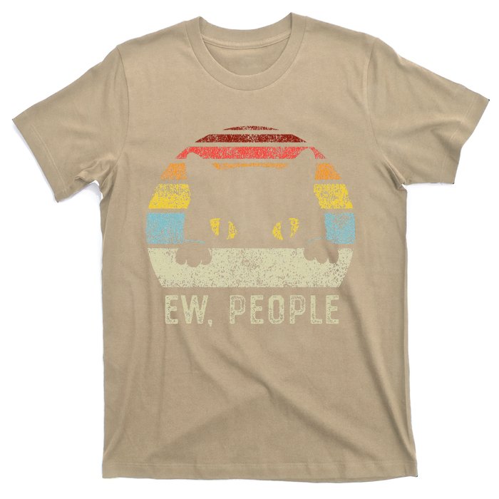 Ew People Retro Cat Funny Vintage Anti Social Introvert T-Shirt