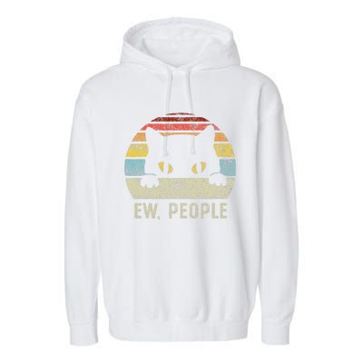 Ew People Retro Cat Funny Vintage Anti Social Introvert Garment-Dyed Fleece Hoodie