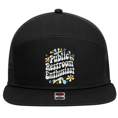 Embarrassing Public Restroom Funny Inappropriate 7 Panel Mesh Trucker Snapback Hat