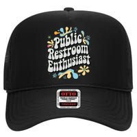 Embarrassing Public Restroom Funny Inappropriate High Crown Mesh Back Trucker Hat