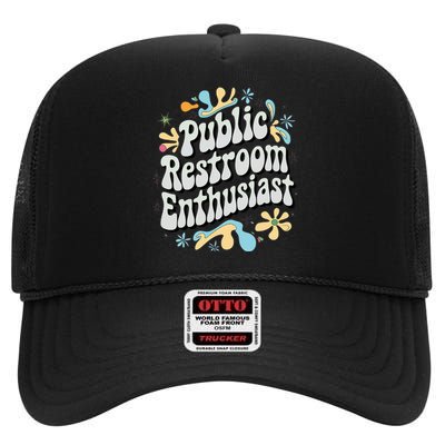 Embarrassing Public Restroom Funny Inappropriate High Crown Mesh Back Trucker Hat