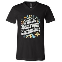 Embarrassing Public Restroom Funny Inappropriate V-Neck T-Shirt