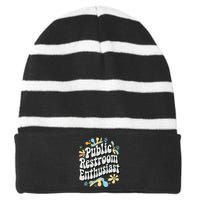 Embarrassing Public Restroom Funny Inappropriate Striped Beanie with Solid Band