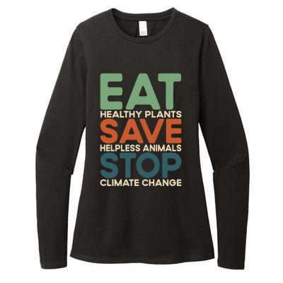 Eat Plants Save Animals Quote Stop Climate Change Gift Womens CVC Long Sleeve Shirt