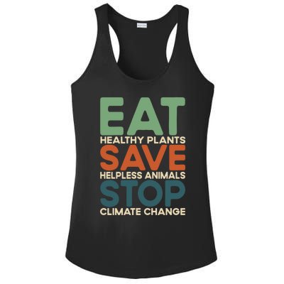 Eat Plants Save Animals Quote Stop Climate Change Gift Ladies PosiCharge Competitor Racerback Tank