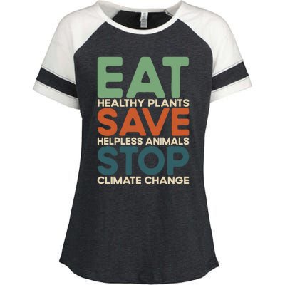 Eat Plants Save Animals Quote Stop Climate Change Gift Enza Ladies Jersey Colorblock Tee