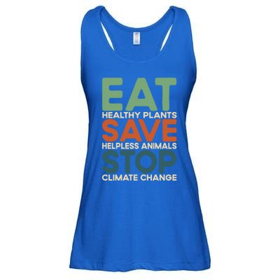 Eat Plants Save Animals Quote Stop Climate Change Gift Ladies Essential Flowy Tank