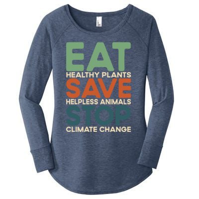 Eat Plants Save Animals Quote Stop Climate Change Gift Women's Perfect Tri Tunic Long Sleeve Shirt