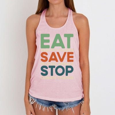 Eat Plants Save Animals Quote Stop Climate Change Gift Women's Knotted Racerback Tank