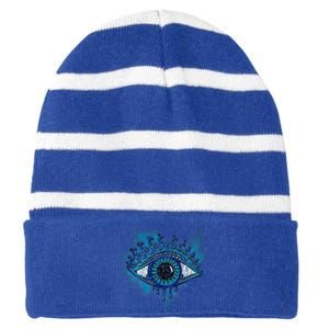 Eye Protection Symbol Magic Wisdom Light Amulet Horus Yoga Gift Striped Beanie with Solid Band