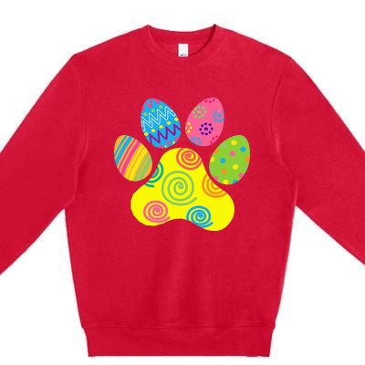 Easter Pet Sitter Paw Art Bunny Ears Eggs Funny Premium Crewneck Sweatshirt