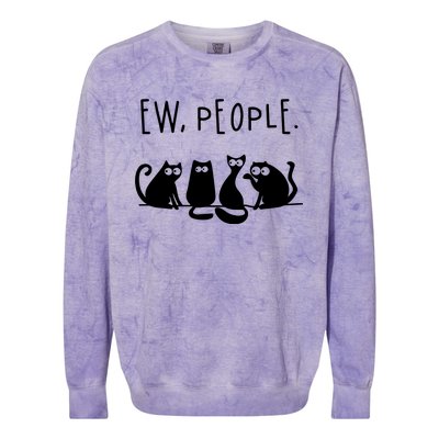 Ew People Speak Black Cat Animals Mood Funnny Sad Cat Friend Colorblast Crewneck Sweatshirt