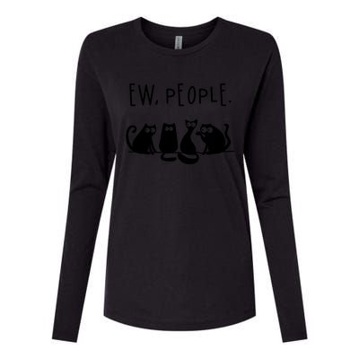 Ew People Speak Black Cat Animals Mood Funnny Sad Cat Friend Womens Cotton Relaxed Long Sleeve T-Shirt