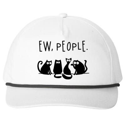 Ew People Speak Black Cat Animals Mood Funnny Sad Cat Friend Snapback Five-Panel Rope Hat