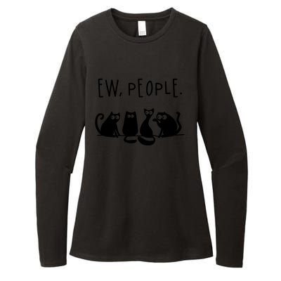 Ew People Speak Black Cat Animals Mood Funnny Sad Cat Friend Womens CVC Long Sleeve Shirt