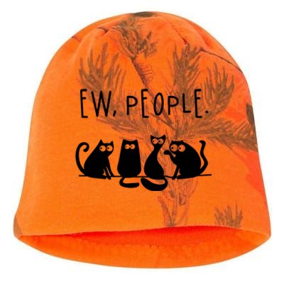 Ew People Speak Black Cat Animals Mood Funnny Sad Cat Friend Kati - Camo Knit Beanie