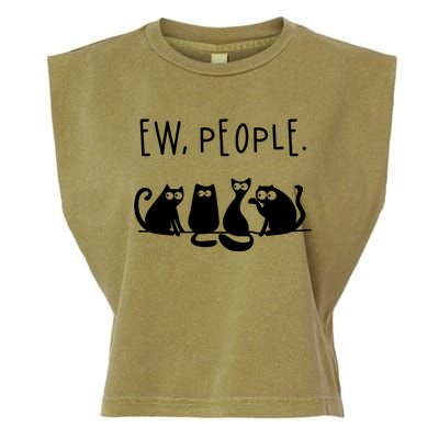 Ew People Speak Black Cat Animals Mood Funnny Sad Cat Friend Garment-Dyed Women's Muscle Tee